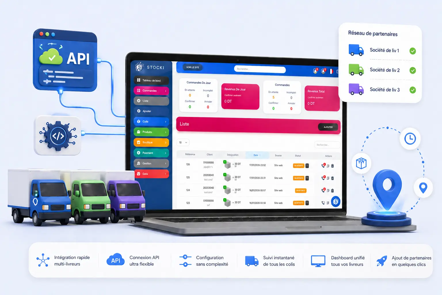 centraliser les sociétés de livraison