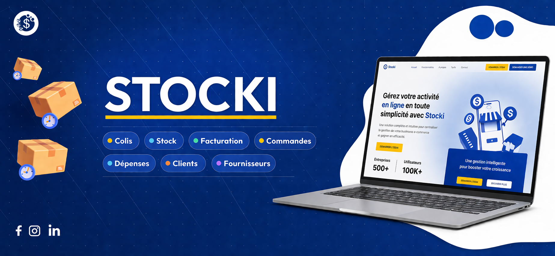 Dashboard Stocki pour la gestion des colis, livraisons et stock en temps réel